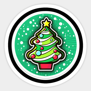 Gift Wrapping Green Kawaii Christmas Tree Sticker